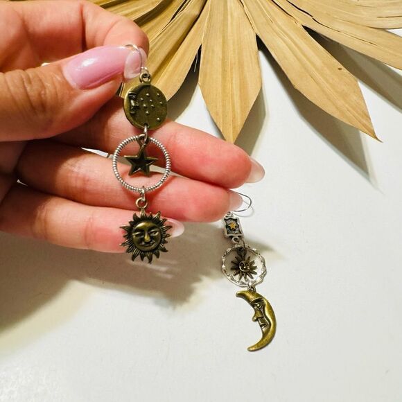 Boho sun dangle earrings S697 - Picture 4 of 4